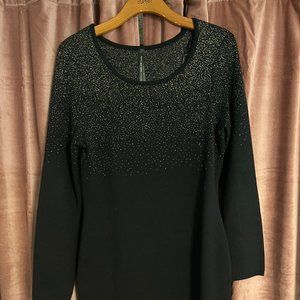 Marc New York Andrew Marc Black & Gold Sparkle Long Sleeve Sweater Dress M